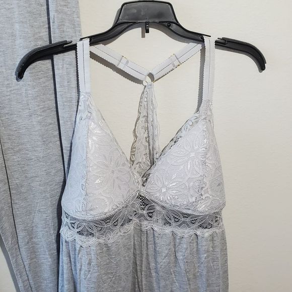 Daisy Fuentes Grey lace razorback 2pc lounge wear pajamas plus size 2X new - Picture 2 of 7
